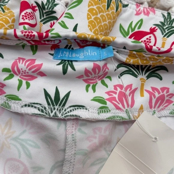 NWT J. Mclaughlin Avila Pineapple Palms Mid Rise Tassle Detail Shorts Size Small